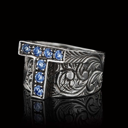 Unique Design Handmade Monogram T Bold Alphabet Ring by SWISS PLUS - Letter Collection - view 2