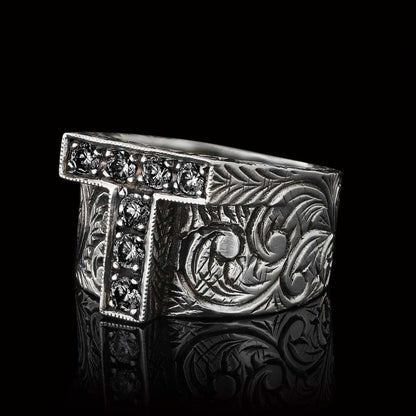 Unique Design Handmade Monogram T Bold Alphabet Ring by SWISS PLUS - Letter Collection - view 6