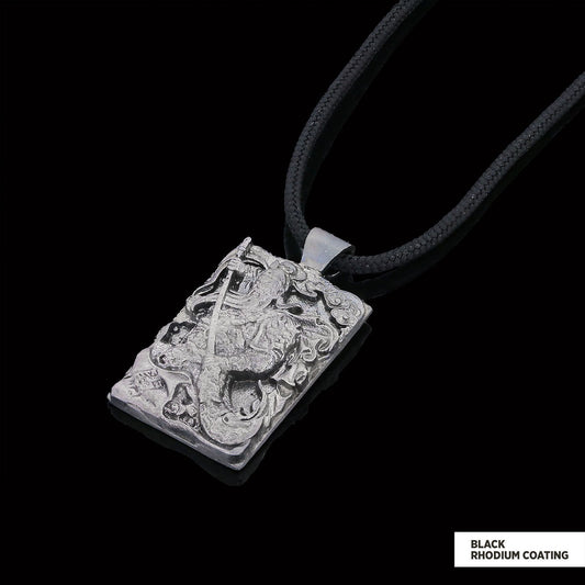 Unique Design Handmade Warrior Pendant Black Rhodium Coating