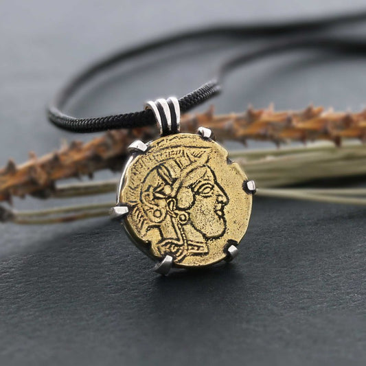 Unique Design Handmade Women Athena Coin Pendant - view 1