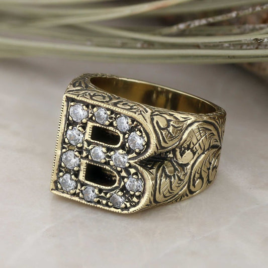 Unique Design Alphabet Monogram B Ring