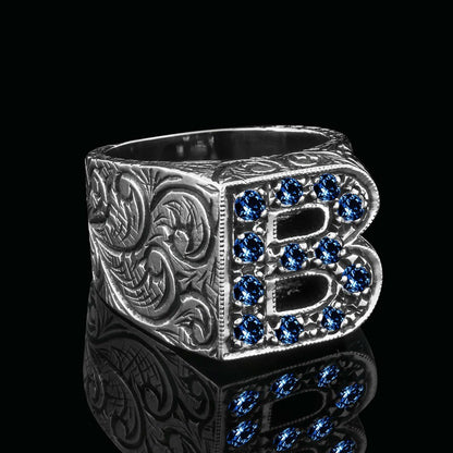 Unique Design Alphabet Monogram B Ring by SWISS PLUS - Letter Collection - view 2