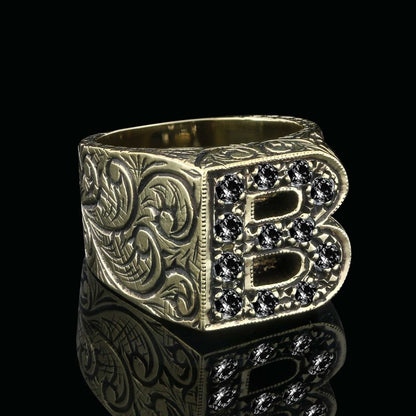 Unique Design Alphabet Monogram B Ring by SWISS PLUS - Letter Collection - view 3