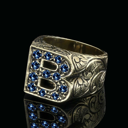 Unique Design Alphabet Monogram B Ring by SWISS PLUS - Letter Collection - view 5