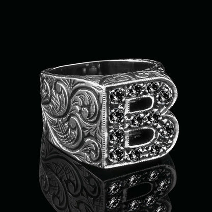 Unique Design Alphabet Monogram B Ring by SWISS PLUS - Letter Collection - view 6
