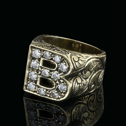 Unique Design Alphabet Monogram B Ring by SWISS PLUS - Letter Collection - view 7