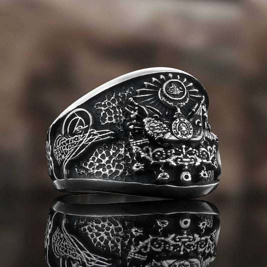 Unique Design Ottoman Style Coat of Arms Tughra Ring