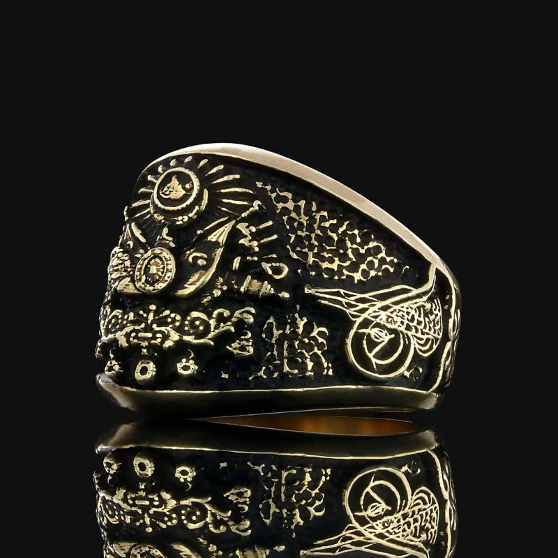 Unique Design Ottoman Style Coat of Arms Tughra Ring - view 4