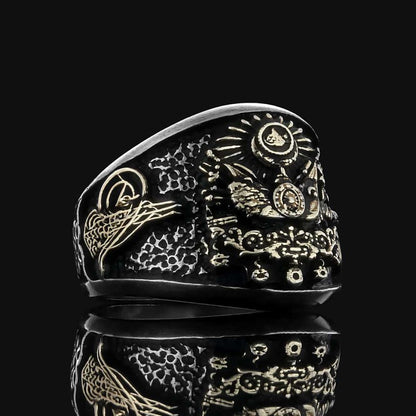 Unique Design Ottoman Style Coat of Arms Tughra Ring by SWISS PLUS - Family Collection - view 2