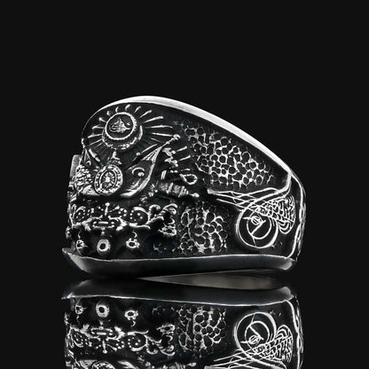 Unique Design Ottoman Style Coat of Arms Tughra Ring by SWISS PLUS - Family Collection - view 3