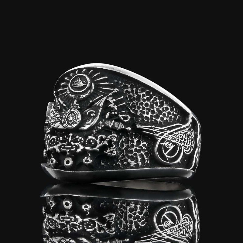 Unique Design Ottoman Style Coat of Arms Tughra Ring