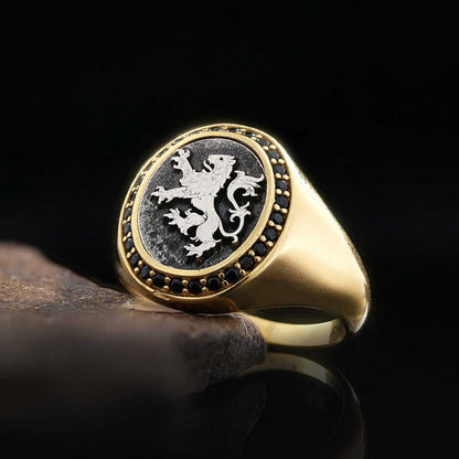 Unique Design Oval Sterling Silver Lion Women Ring by SWISS PLUS - 925 Sterling Silver Rings for Men & Women