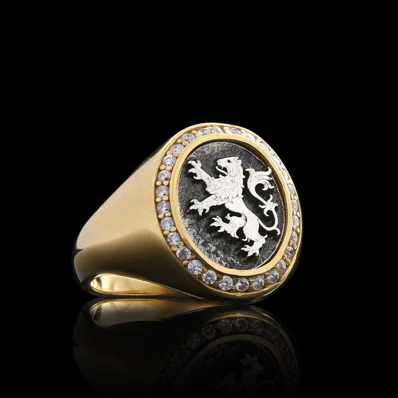 Unique Design Oval Sterling Silver Lion Women Ring by SWISS PLUS - 925 Sterling Silver Rings for Men & Women - view 2