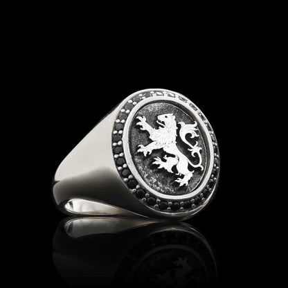 Unique Design Oval Sterling Silver Lion Women Ring by SWISS PLUS - 925 Sterling Silver Rings for Men & Women - view 4