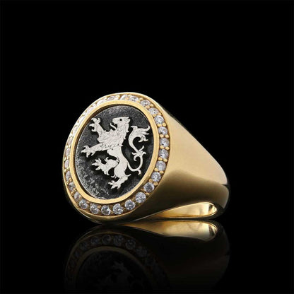 Unique Design Oval Sterling Silver Lion Women Ring by SWISS PLUS - 925 Sterling Silver Rings for Men & Women - view 6