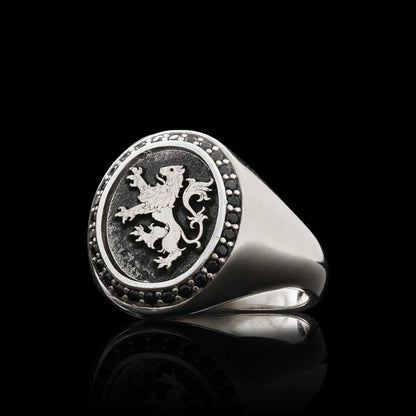 Unique Design Oval Sterling Silver Lion Women Ring by SWISS PLUS - 925 Sterling Silver Rings for Men & Women - view 7
