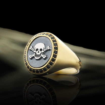 Unique Design Oval Sterling Silver Skull Women Ring by SWISS PLUS - 925 Sterling Silver Rings for Men & Women