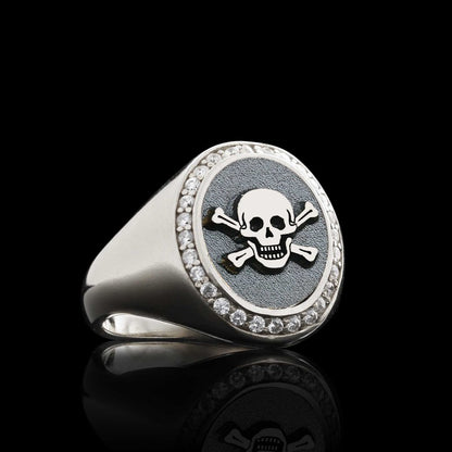 Unique Design Oval Sterling Silver Skull Women Ring by SWISS PLUS - 925 Sterling Silver Rings for Men & Women - view 3