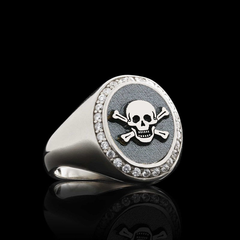 Unique Design Oval Sterling Silver Skull Women Ring