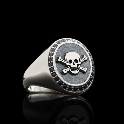 Unique Design Oval Sterling Silver Skull Women Ring by SWISS PLUS - 925 Sterling Silver Rings for Men & Women - view 7