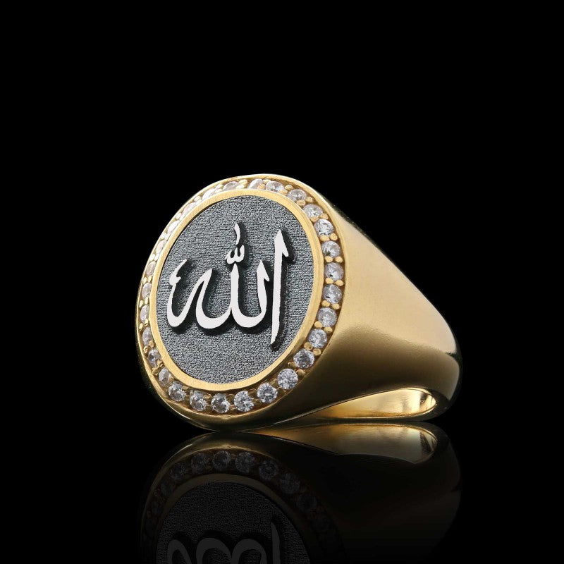 Unique Design Oval Stone 925 Sterling Silver Islamic Allah Women Ring