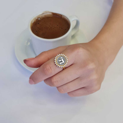 Unique Design Round Stone Chai Jewish Sterling Silver Women Ring by SWISS PLUS - Jewish Collection - view 6