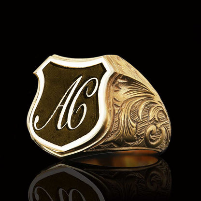 Unique Design Silver Motif A - C Letter Monogram Ring by SWISS PLUS - Letter Collection - view 3