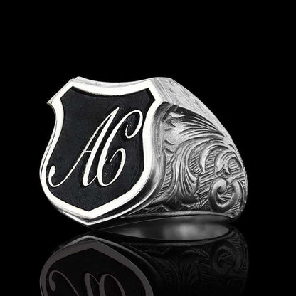 Unique Design Silver Motif A - C Letter Monogram Ring by SWISS PLUS - Letter Collection - view 5