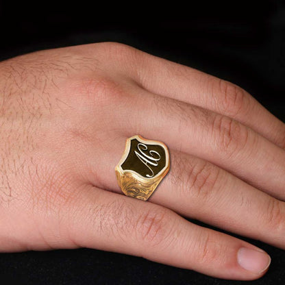 Unique Design Silver Motif A - C Letter Monogram Ring by SWISS PLUS - Letter Collection - view 6
