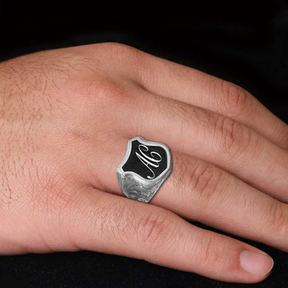 Unique Design Silver Motif A - C Letter Monogram Ring by SWISS PLUS - Letter Collection - view 7