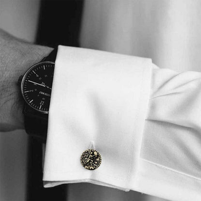 Unique Design Silver Round Aquarius Cufflink by SWISS PLUS - Zodiac Collection - view 5