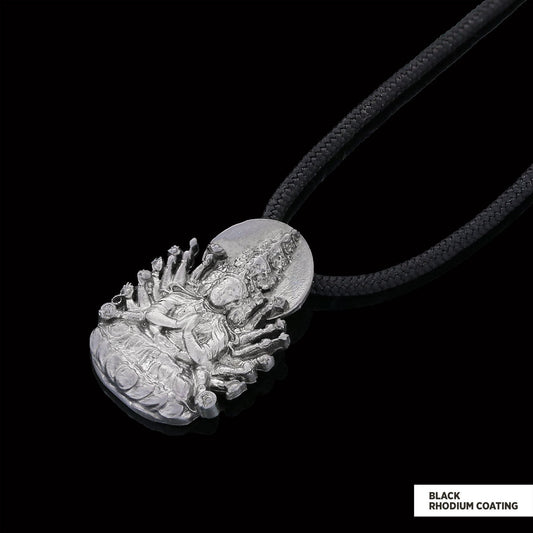 Unique Design Silver Shiva Pendant Black Rhodium Coating