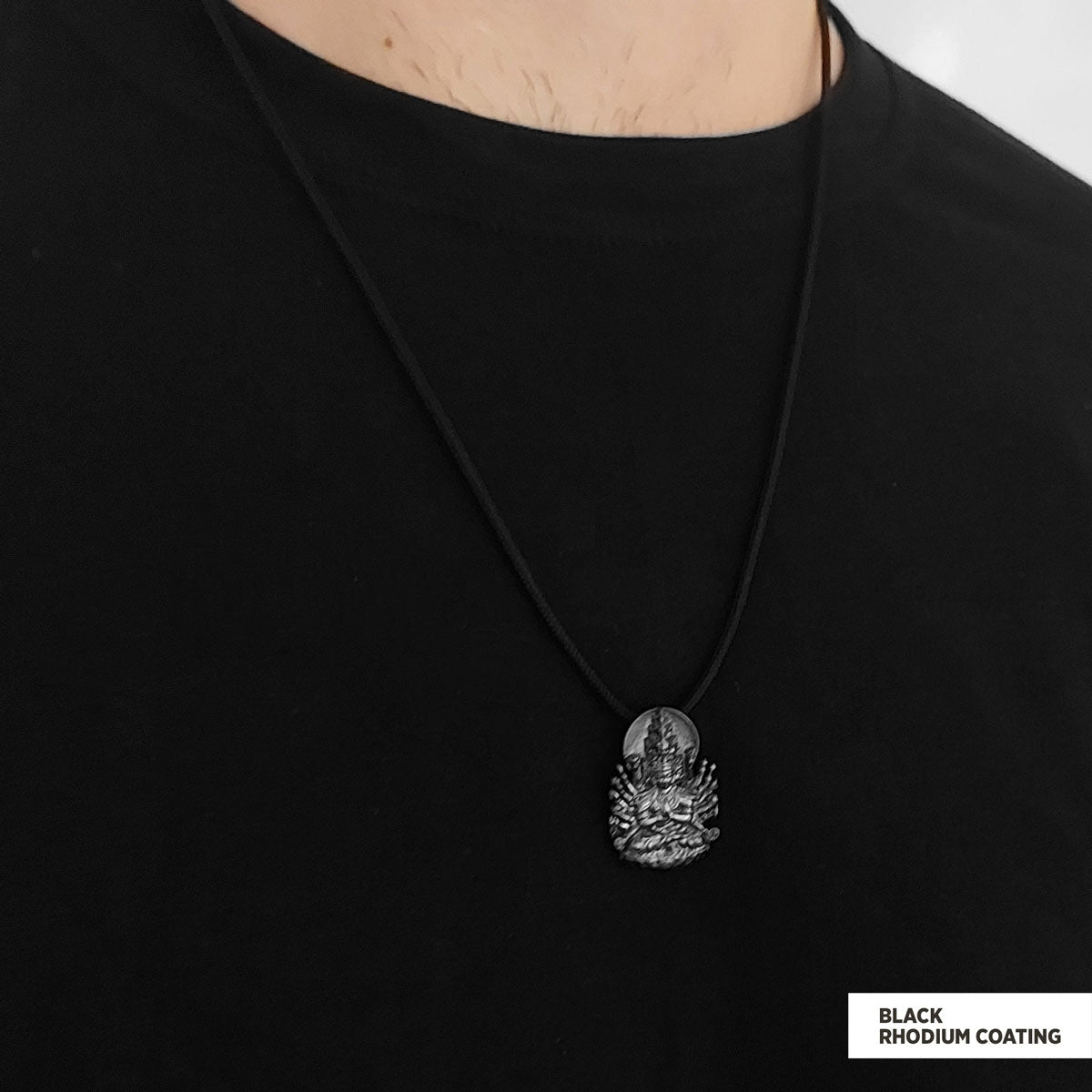 Unique Design Silver Shiva Pendant Black Rhodium Coating by SWISS PLUS - Unique Pendants & Cool Design Necklaces - view 2