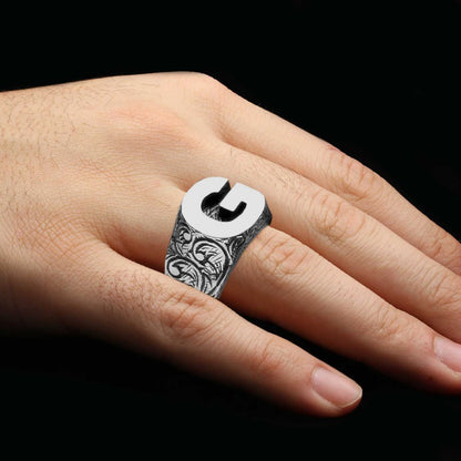 Unique Design Sterling Silver Letter G Ring by SWISS PLUS - Letter Collection - view 5