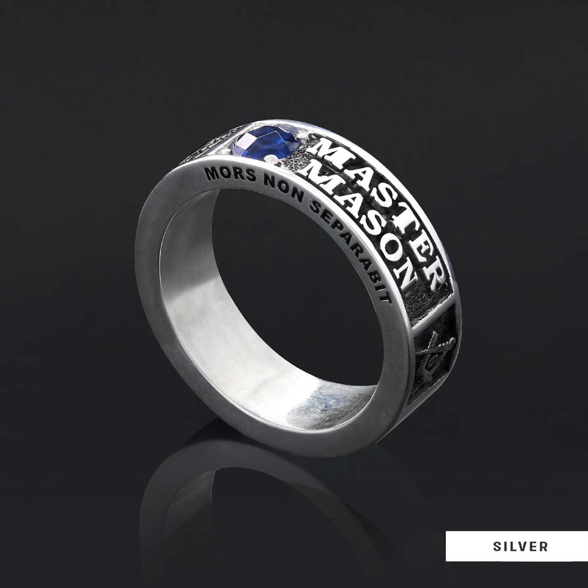 Unique Design Sterling Silver Master Mason Class Band Ring - view 3