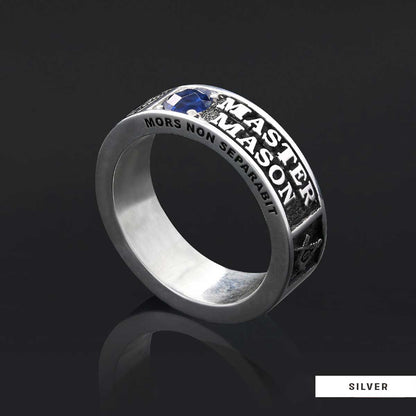 Unique Design Sterling Silver Master Mason Class Band Ring by SWISS PLUS - Mason Collection - view 3