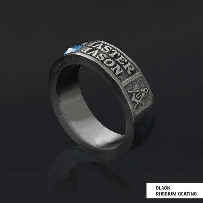 Unique Design Sterling Silver Master Mason Class Band Ring by SWISS PLUS - Mason Collection - view 4