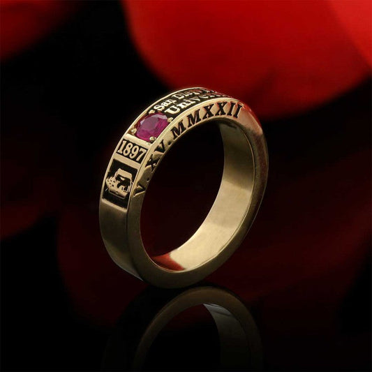 Unique Design Sterling Silver San Diego State University Class Band Ring