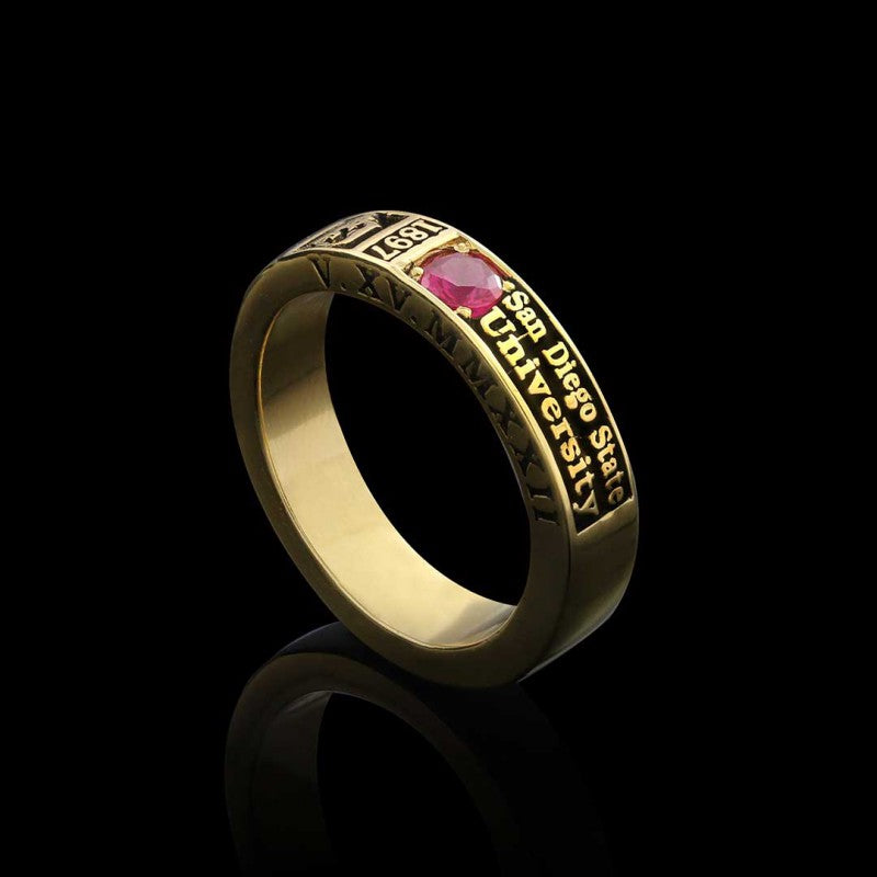Unique Design Sterling Silver San Diego State University Class Band Ring by SWISS PLUS - Custom College Class Rings - view 2