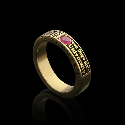Unique Design Sterling Silver San Diego State University Class Band Ring by SWISS PLUS - Custom College Class Rings - view 2