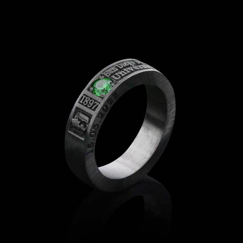 Unique Design Sterling Silver San Diego State University Class Band Ring - view 4