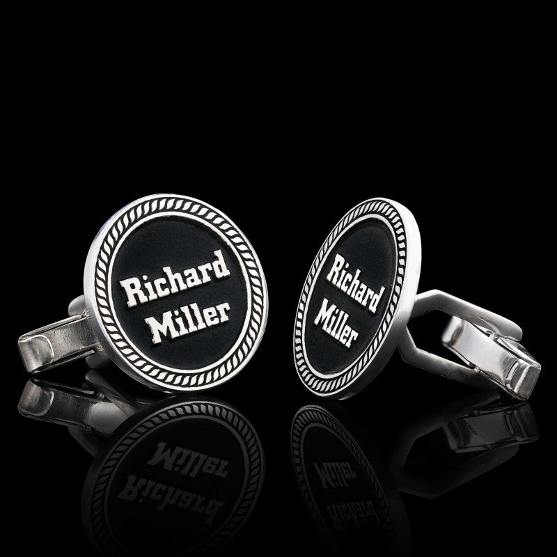 Unique Handmade 925 Sterling Silver With Motifs Round Cufflinks