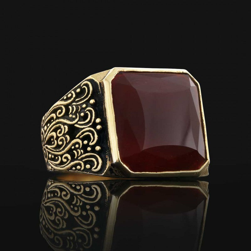 Motif Stone Men Ring - view 4