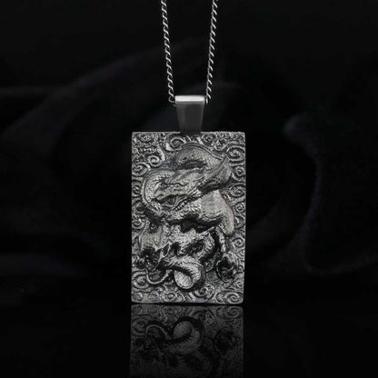 Unique Silver Dragon Necklace by SWISS PLUS - Unique Pendants & Cool Design Necklaces - view 3