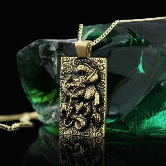 Unique Silver Dragon Necklace - view 1
