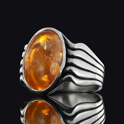 Stone Men Silver Ring by SWISS PLUS - Unique Design Rings - view 3