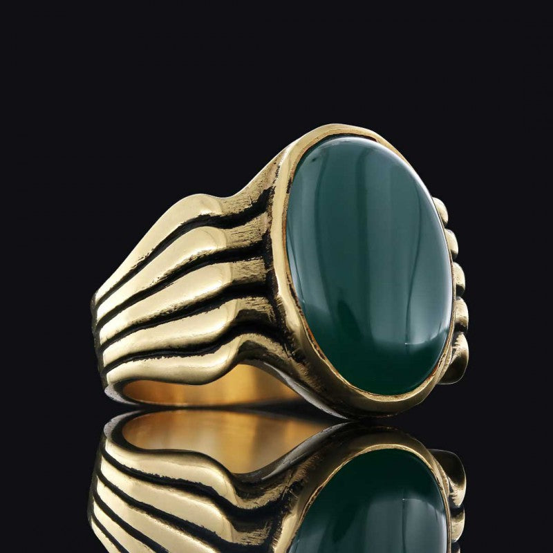 Stone Men Silver Ring