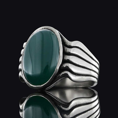 Stone Men Silver Ring by SWISS PLUS - Unique Design Rings - view 5