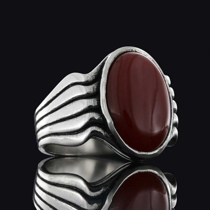 Stone Men Silver Ring by SWISS PLUS - Unique Design Rings - view 6