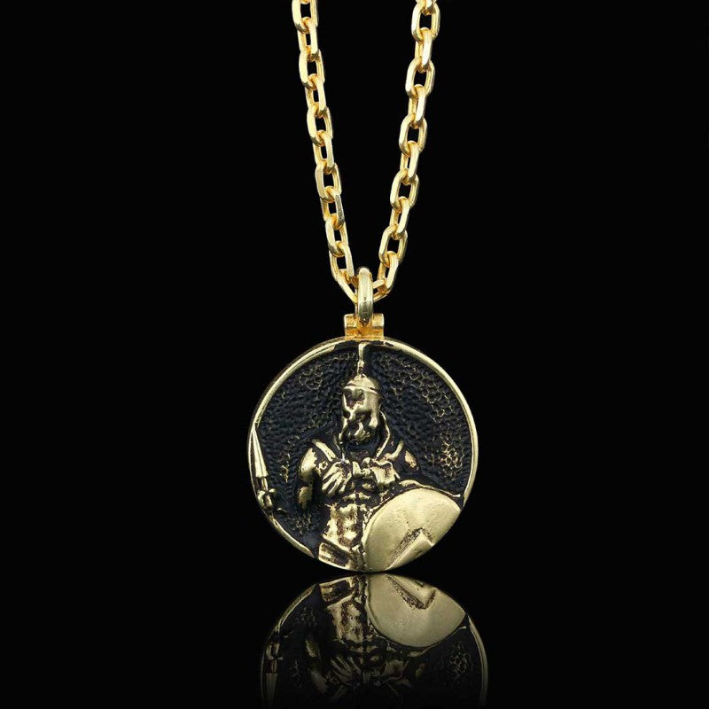Unique Textured Round Spartan Men Necklace by SWISS PLUS - Unique Pendants & Cool Design Necklaces - view 2